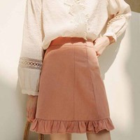 YUZHAOLIN 俞兆林 高腰A型短裙包臀裙半身裙 YWQZ191620 桔红色  L 