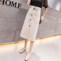 HMDIME 春夏新款 韩版修身显瘦腰带休闲学生半身裙女 XXYF5808 杏色 M