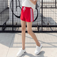 俞兆林 2019夏季新款女装韩版跑步系带阔腿裤百搭运动短裤 YWDK193209 红色 M