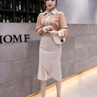 薇图（vitto）女装 2019年夏季高腰中长款不规则包臀鱼尾网纱半身裙 xbVT510 杏色 M