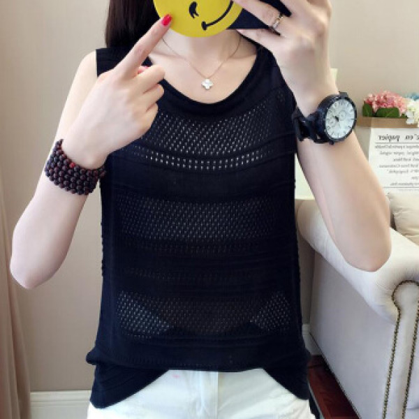 京东女装2019夏季女冰丝无痕背心夏季紧身园领运动无袖打底衫薄款女士