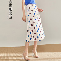 尚都比拉（Sentubila） 时尚系带撞色波点半身裙2019春季新品简约通勤 192Q0324564 杏底波点 M