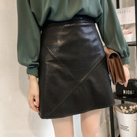 莉夏乐 秋冬装新品半身裙女装时尚高腰PU小皮裙港味半身裙A字包臀短裙 HC0927-05 款式1 XL