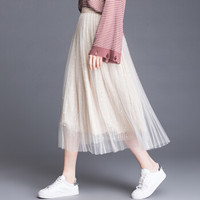 liqiao 丽乔 春季新款半身裙女网红同款网纱半身裙韩版大码女装蕾丝长裙气质蓬蓬裙 GZWH8617 杏色 均码