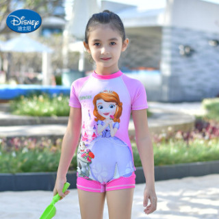 迪士尼disney儿童泳衣迪士尼苏菲亚小公主系列女童连体冲浪服spf100