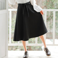 AUDDE 2019春夏季新款女装新品半身裙女简约优雅气质纯色百搭a字半身裙 zx72087-8062 黑色 M