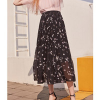 她池女装2019春季新款碎花原宿复古港风高腰雪纺纱裙气质淑女半裙女T91Z0092A28S 花色 S