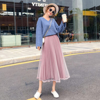 薇图 vitto 女装 2019女装秋春新款韩版高腰修身A字裙格子中长款半身裙 dVT111 粉红色 均码