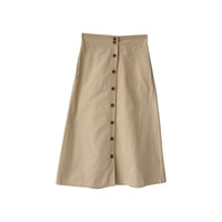 AUDDE 2019春夏季新款女装新品半身裙女时尚简约高腰百搭单排扣半身长裙 zx3717-3436 杏色 均码
