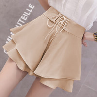 BANDALY 蹦跶狸 夏季新款女装新品半身裙女百搭阔腿裤时尚裤裙修身短裙子 zx1203-7907 杏色 S