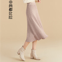 尚都比拉（Sentubila）高腰纯色针织半身裙2019春季新品简约通勤W91Q1323835 卡其色 S