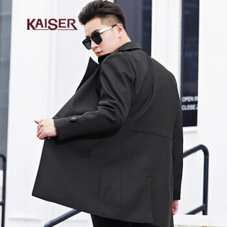 凯撒 KAISER 风衣 2019春季男士新款休闲商务风挺括纯色中长款翻领外套男士风衣 黑色 190/104A