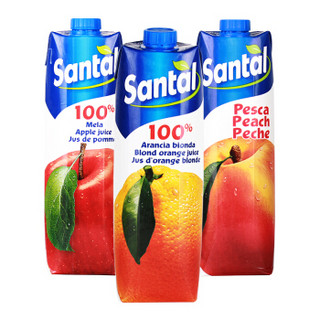 Santal 圣涛 橙汁苹果汁桃汁饮料 1L*3盒 果蔬汁饮品