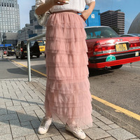 liqiao 丽乔 春季新款半身裙女韩范chic多层次蛋糕裙显瘦拼接仙女半身裙子女 HCAY3056 粉红色 均码