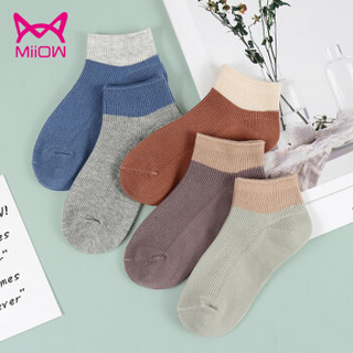 猫人（MiiOW）男女童棉袜四季款中大童儿童短筒袜子5双装3-16岁 混色5双装（1013） L（8-16岁）