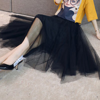 vitto 薇图 中腰A型中长裙A字裙半身裙 dVT093  黑色 均码