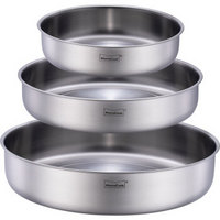 Momscook 不锈钢碗 盘子 碟子 304材质 大菜盘 三件套（ 内径16、18、20cm） *2件