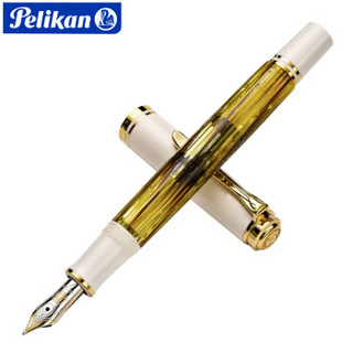百利金（Pelikan）德国进口M400双色雕花14K金尖钢笔墨水笔白色玳瑁纹EF