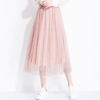 liqiao 丽乔 春季新款半身裙女网红同款网纱半身裙韩版大码女装蕾丝长裙气质蓬蓬裙 GZWH8617 粉色 均码