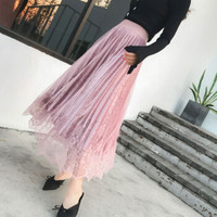 薇图（vitto）女装 春夏款金丝绒蕾丝网纱拼接百搭关身裙2019年春季新款 dVT095 公主粉 均码80-135斤