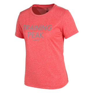 PEAK 匹克 女子短袖透气舒适休闲运动上衣圆领短T恤 DF692132 红花纱 XL码