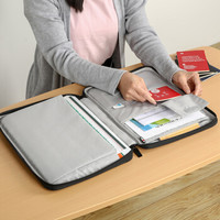 BUBM 必优美 证件收纳包家庭家用多功能大容量盒护照套户口本票据整理袋会议文件袋 黑色HYB-G