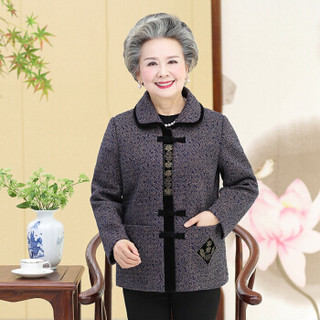仙丫 2019春夏季新品女装中老年奶奶装盘扣长袖外套女60-80精美刺绣风衣 GZJS8032 灰色 XL