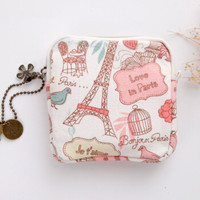 香柚小镇卫生巾收纳包便携装姨妈巾收纳袋卫生棉月事小包 浪漫巴黎