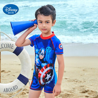 迪士尼（DISNEY）儿童泳衣 漫威系列复仇者联盟美国队长 男童连体泳衣S19W2F0161B 彩蓝色 150