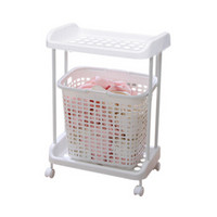 爱丽思IRIS 日式简约 浴室厨房收纳架 带轮可移动塑料脏衣篮多动能污衣篮