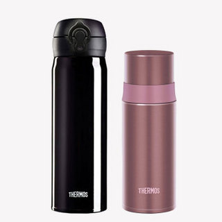 THERMOS 膳魔师 JNL-500 DPL，FFM-350-P 不锈钢保温杯 350+500ml 时尚粉 时尚黑