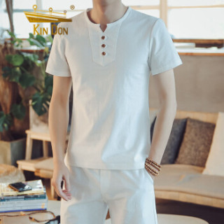 金盾(KIN DON)短袖T恤 2019夏季新款男士时尚百搭V领短袖T恤A082-T187白色M