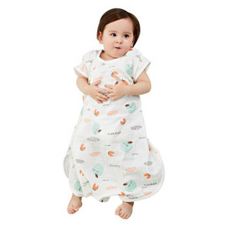 威尔贝鲁(WELLBER)婴儿睡袋三层纱布斜门襟短袖大空间防踢被瓢虫乐园70cm