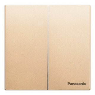 松下( Panasonic)开关插座面板 二开多控开关面板 双开多控墙壁墙面开关 悦宸系列86型 WMWM596MYZ 金色
