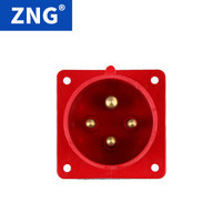 ZNG 16a4p工业器具插座暗装固定式 380V4芯16a工业反插座吊篮插座 5个装ZNG-614