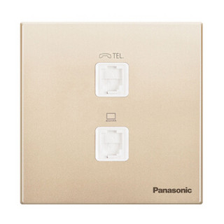 松下（ Panasonic） 开关插座面板 电脑电话插座面板 2孔电脑 电话墙壁弱电插座 悦宸86型 WMWM415MYZ 金色