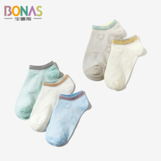 宝娜斯(BONAS)儿童袜子男童女童宝宝网眼棉袜春夏五双装 1-12岁 B18151 S 建议( 4-6岁 脚长16-18cm)
