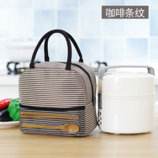 BUBM 饭盒袋双层铝箔保温袋带饭手提午餐包学生保温便当包防水加厚 BWD-F 咖啡色(有网款)