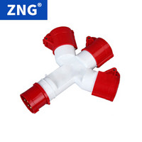 ZNG 2024多功能工业插座4芯16a 380V16a4p两通工业转换插座一拖二 ZNG-1014