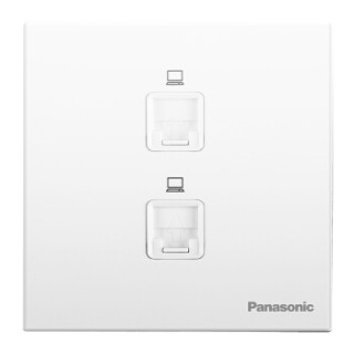 松下( Panasonic) 开关插座面板 网络电脑插座面板 2位电脑墙壁弱电插座 悦宸系列86型 WMWM412 白色