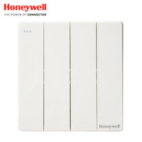 霍尼韦尔（honeywell）开关插座面板 四位单控四开单控开关 境尚系列 白色