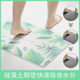 BUBM 天然硅藻泥脚垫 吸水垫家用地垫防滑垫吸水速干垫浴室门口垫硅藻土脚垫 GCJD-A叶语
