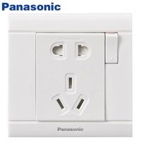 松下( Panasonic) 开关插座面板 一开单控五孔插座 带开关10A5孔墙壁插座 佳典纯系列 WMS622 白色