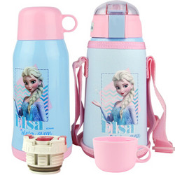 迪士尼婴儿童吸管杯 宝宝保温水壶喝水杯子 配双杯盖（含杯套）600ML 公主 *2件