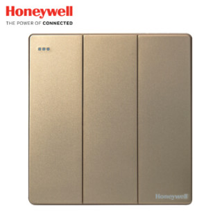 霍尼韦尔(honeywell)开关插座面板 三位单控三开单控开关 境尚系列 金色
