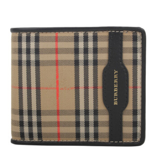 BURBERRY 博柏利 女士格纹1930系列织物配皮短款钱包钱夹 80068821 古典黄色