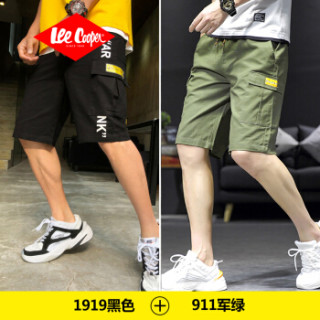 Lee Cooper 短裤2019夏季新品修身宽松百搭时尚休闲个性款 1919黑色/911军绿 3XL