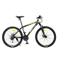 邦德富士达 山地车自行车26寸高碳钢车架24速减震男女士学生式越野单车 W100 黑绿色