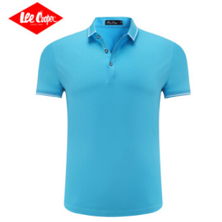 Lee Cooper 短袖POLO衫2019潮流百搭时尚休闲翻领款修身款 LZ-6016 浅蓝 3XL