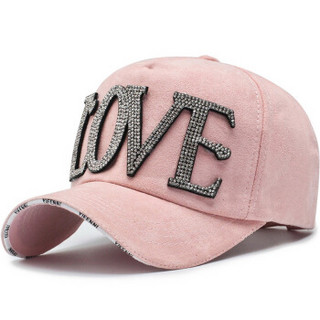 GLO-STORY 帽子男女通用纯色棒球帽经典透气love字母棉运动帽WMZ914099 粉色